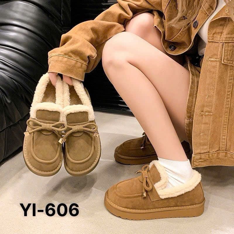  Dép Sục Da Lộn Lót Lông Cao Cấp , Giày Sục Nữ Y1-606 