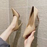  Giày Cao Gót 9 Phân Da Bóng Mũi Bọc Kim Loại Cao Cấp Q66-286 