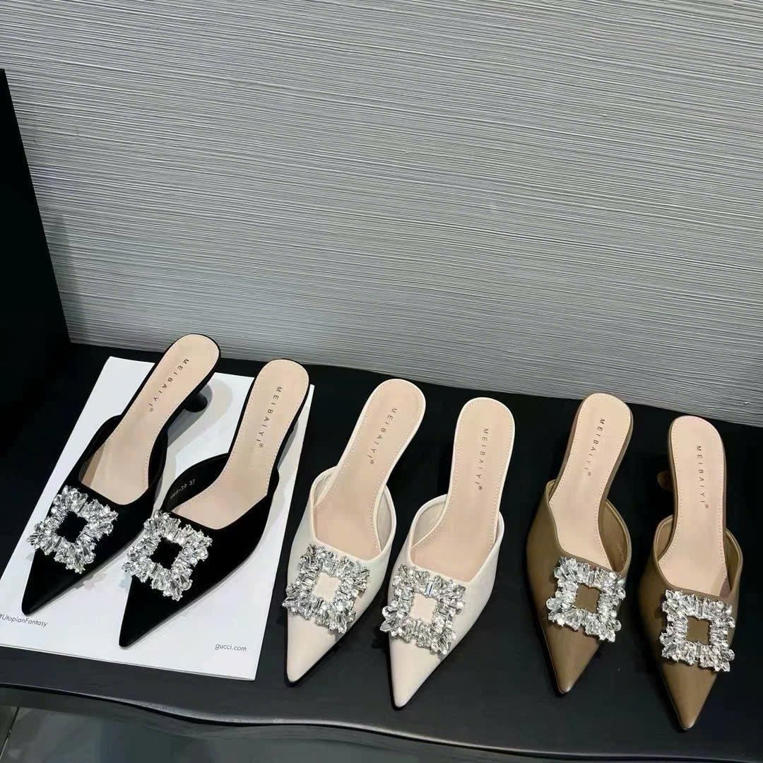  Dép Cao Gót 7 Phân Đính Đá Cao Cấp H66-41 