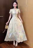  Váy Thiết Kế Thêu Hoa Tay Lỡ Cao Cấp VKT01 