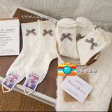  Tất Vớ Nữ Thể Thao Cổ Cao Họa Tiết Nơ T-3 