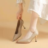  Giày Cao Gót Nữ Mũi Bọc Kim Loại Gót Mạ Crom Đính Đá Cao Cấp  NF78-1 