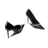  Giày Cao Gót 9 Phân Da Bóng Đính Đá Cao Cấp 3-33 