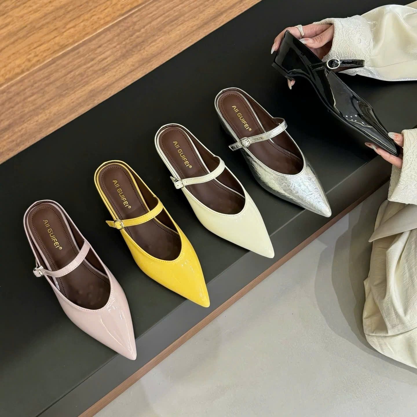  Dép Sục Cao Gót 5 phân Da Bóng Cao Cấp 2205 