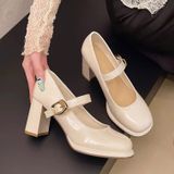  Giày Mary Jane Cao Gót 7 Phân Da Bóng Cao Cấp 09-922 