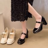  Giày Mary Jane Cao Gót 7 Phân Da Bóng Cao Cấp 09-922 