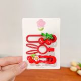  Set 3 kẹp tóc mái màu đỏ gắn charm quả anh đào- SK-P55 