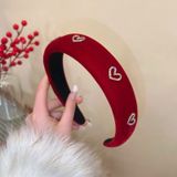  Bờm tóc nhung đính đá trái tim - H-BOM174 