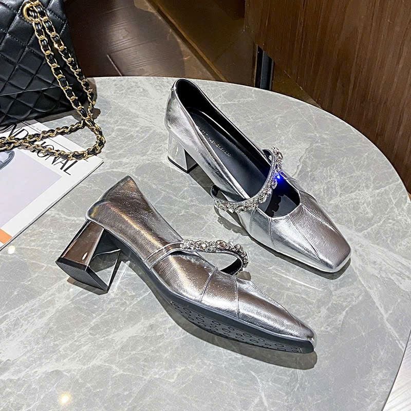  Giày Cao Gót 5 Phân Da  Bóng Cao Cấp 115-2 