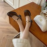  Giày Búp Bê Mary Jane 3 Phân Da Lì Cao Cấp 1110-1 