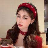  Bờm tóc nhung đính đá trái tim - H-BOM174 