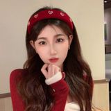  Bờm tóc nhung đính đá trái tim - H-BOM174 