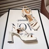  Giày Sandal Cao Gót 7 Phân Đế Đúp 2 Phân Da Bóng Cao Cấp D12887 