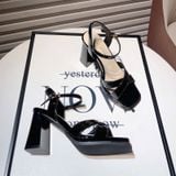  Giày Sandal Cao Gót 8 Phân Da Bóng QCCC A85-10 