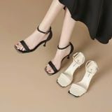  Giày Sandal Cao Gót 8 Phân Mũi Bọc Kim Loại Cao Cấp 5628 