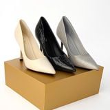  Giày Cao Gót 9 Phân Da Bóng Dập Vân Cao Cấp F300-13 