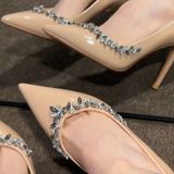  Giày Cao Gót 9 Phân Da Bóng Đính Đá Cao Cấp 3-33 