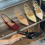  Giày Cao Gót 4 Phân Da Bóng Cao Cấp P125-1 