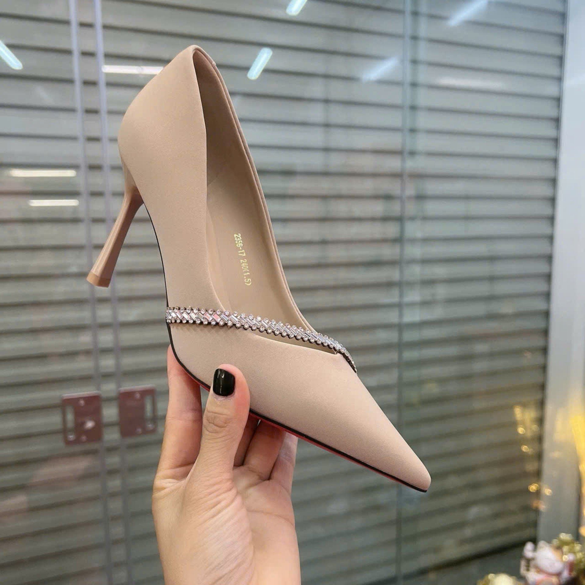  Giày Cao Gót 8 Phân Đính  Đá  Cao  Cấp  2356-17 