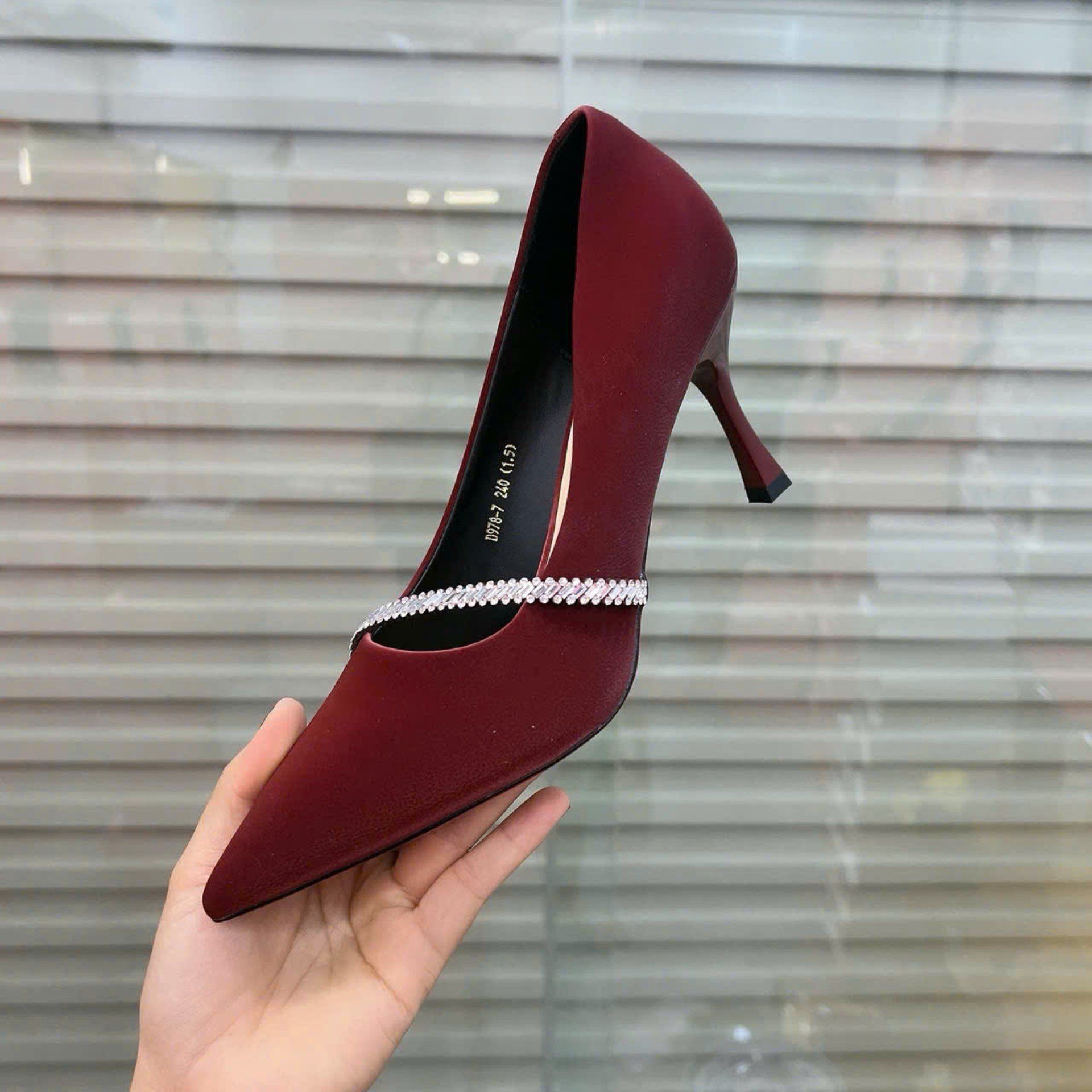  Giày Cao Gót 7 Phân Đính  Đá Cao Cấp D978-7 