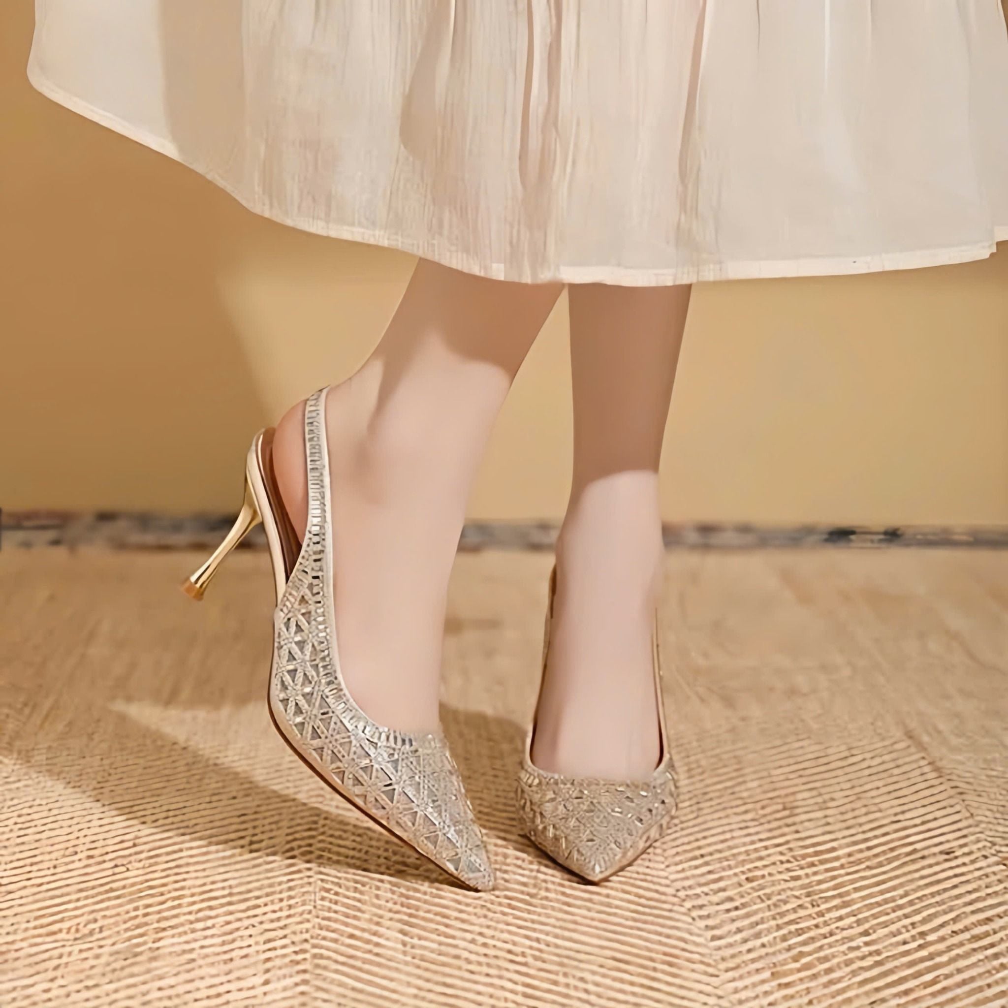  Giày Cao Gót 8 Phân Phối Lưới Đính Đá Cao Cấp  556-25 