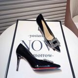  Giày Cao Gót 9 Phân Da Bóng Đính Đá Cao Cấp 9056 