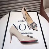  Giày Cao Gót 9 Phân Da Bóng Đính Đá Cao Cấp 9056 