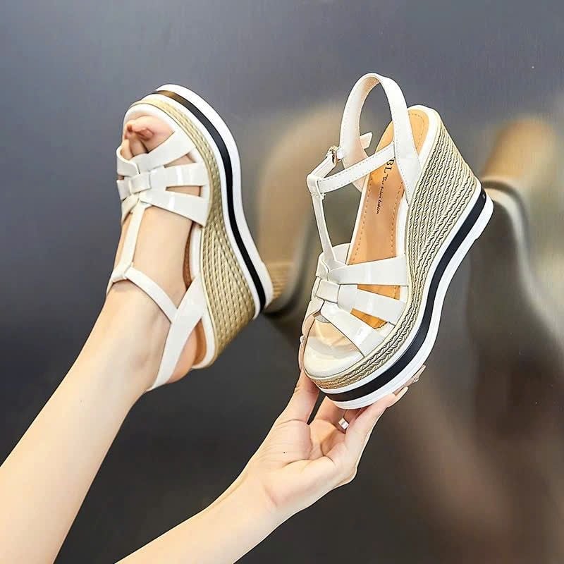  Giày Sandal Đế Xuồng Cao Su Đúc 9 Phân  Siêu Êm 31010-1 