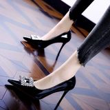  Giày Cao Gót 9 Phân Da Bóng Đính Đá Cao Cấp 9056 