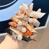  Chun cột tóc cánh bướm đính đá phối ngọc trai - CHT-202 