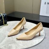  Giày Cao Gót Nữ 6 Phân Bọc Mũi Kim Loại Da Bóng Cao Cấp 399-110 