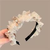  Bờm tóc vải ren xếp ly đính đá, ngọc trai - H-BOM56 