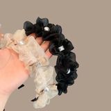  Bờm tóc vải ren xếp ly đính đá, ngọc trai - H-BOM56 