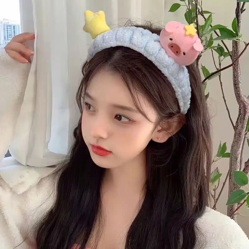  Băng đô cài tóc rửa mặt, đắp mặt nạ họa tiết lợn- PKT-53 