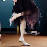  Giày Cao Gót 9 Phân Đính Kim Sa khoét Eo sang trọng 8777 