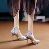  Giày Cao Gót 9 Phân Đính Kim Sa khoét Eo sang trọng 8777 