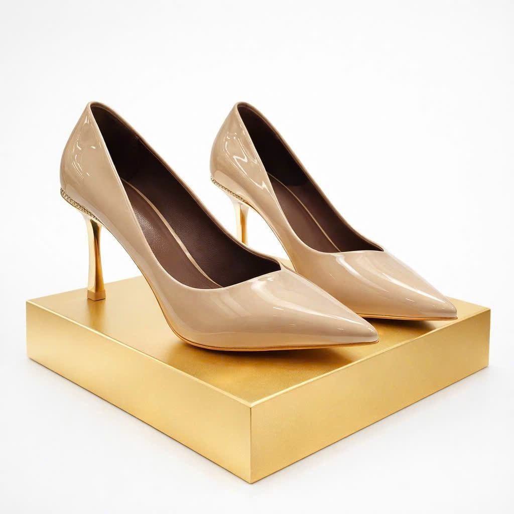  Giày Cao Gót 7,5 Phân Da Bóng Gót Mạ Crom Cao Cấp 2602-28 