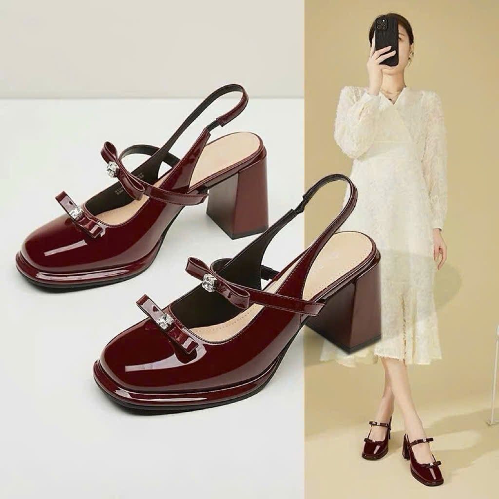  Giày Cao Gót 7 Phân Da Bóng M876-52 