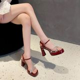  Giày Sandal Cao Gót 10 Phân Đế Đúp 3 Phân Da Bóng Đính Đá Cao Cấp HS1788 