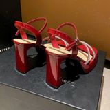  Giày Sandal Cao Gót 10 Phân Đế Đúp 3 Phân Da Bóng Đính Đá Cao Cấp HS1788 