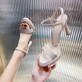  Giày Sandal Cao Gót 9 Phân Đế Đúp 3 Phân Da Bóng Cao Cấp A2211-06 