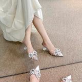  Giày Sandal Cao Gót 8 Phân Quai trong Phối Nơ Đá Cao Cấp G8-51 