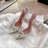  Giày Sandal Cao Gót 8 Phân Quai trong Phối Nơ Đá Cao Cấp G8-51 