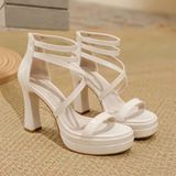  Giày Sandal Cao Gót 12 Phân Đế Đúp 5 Phân Da Bóng Cao Cấp XG88100 