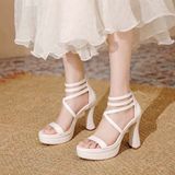  Giày Sandal Cao Gót 12 Phân Đế Đúp 5 Phân Da Bóng Cao Cấp XG88100 