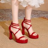  Giày Sandal Cao Gót 12 Phân Đế Đúp 5 Phân Da Bóng Cao Cấp XG88100 