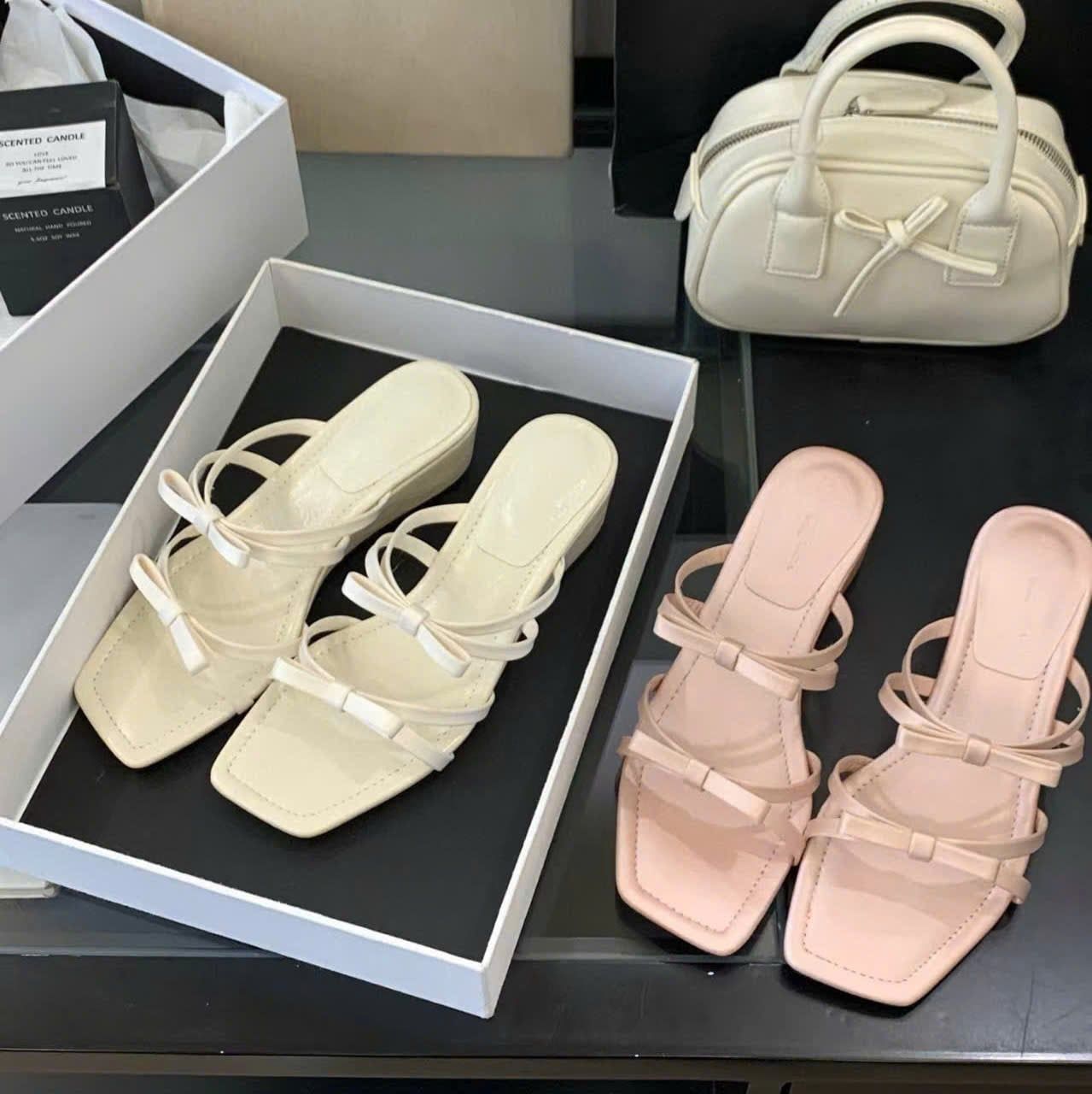  Dép Cao Gót Da Lì 5 phân Quai Lụa Cao Cấp 710-6 