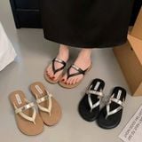  Dép Bệt Quai Da lì đế Cao Su Cao Cấp 5566-5 