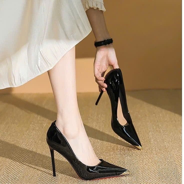  Giày Cao Gót 10 Phân Da Bóng Bọc Mũi Cao Cấp 539-18 