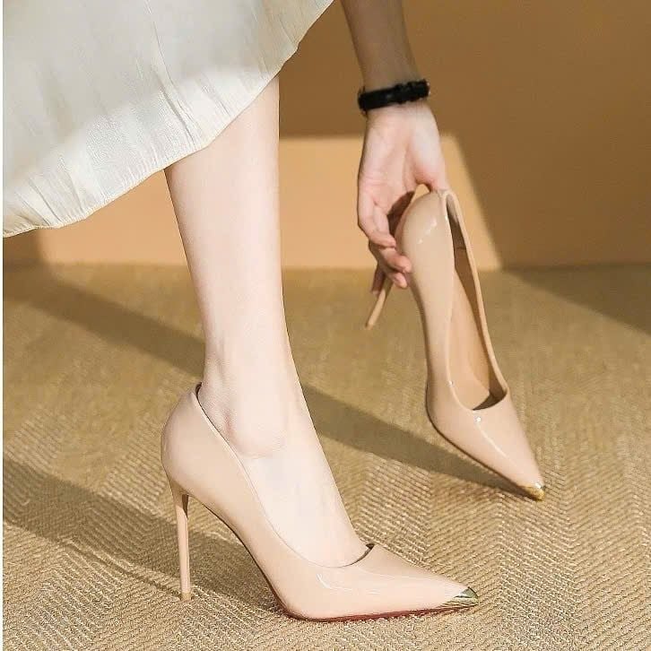  Giày Cao Gót 10 Phân Da Bóng Bọc Mũi Cao Cấp 539-18 